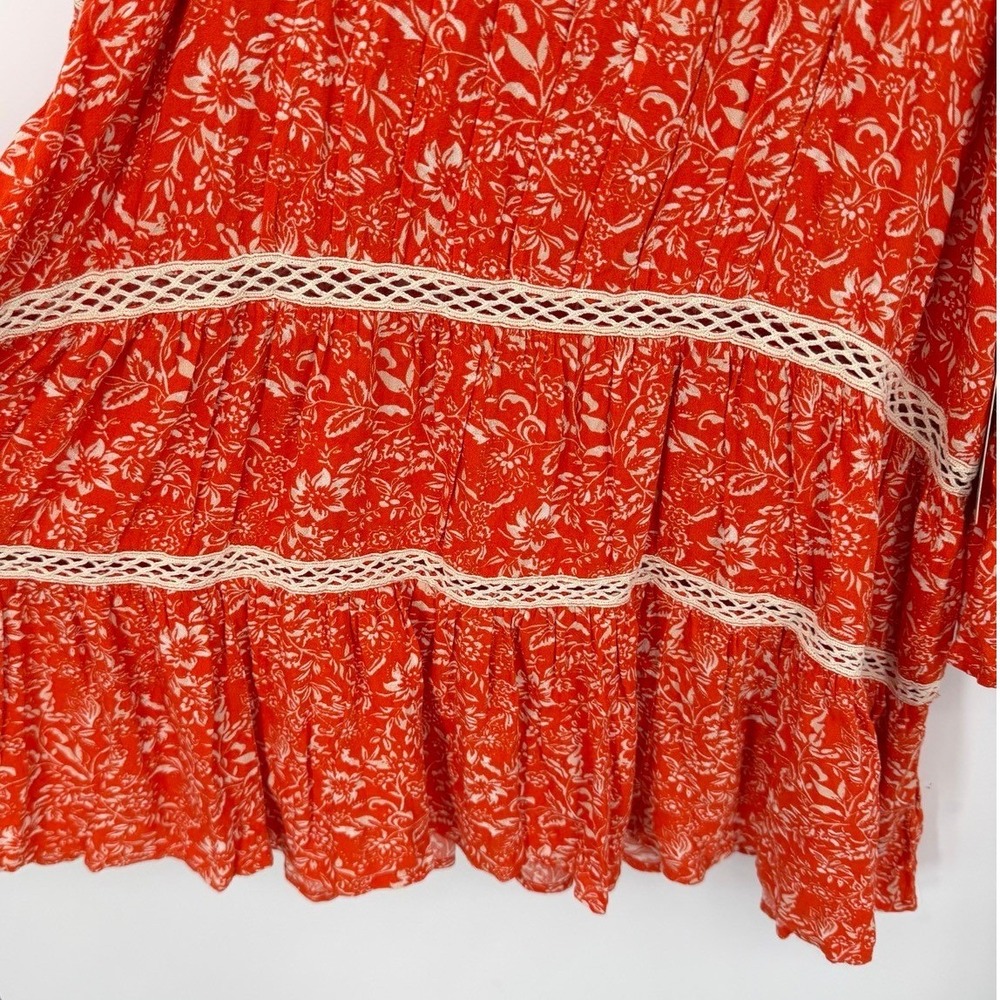 NEW Free People Talk About It Tunic Top Medium Boho Crochet Tiered Bell Sleeve - Picture 6 of 8